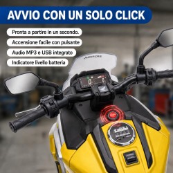 Moto Elettrica Bambini Honda NC750X 12V Gialla 2-5 Anni LED MP3 USB