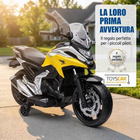 Moto Elettrica Bambini Honda NC750X 12V Gialla 2-5 Anni LED MP3 USB
