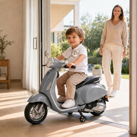 Vespa Primavera Elettrica Bambini 12V Grigia 3-6 Anni Piaggio LED Bluetooth