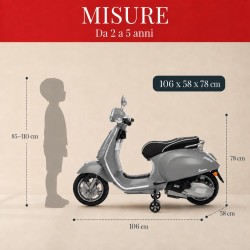 Vespa Primavera Elettrica Bambini 12V Grigia 3-6 Anni Piaggio LED Bluetooth