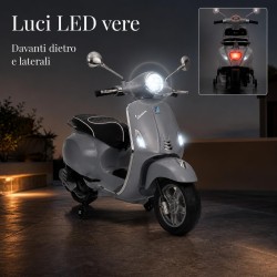 Vespa Primavera Elettrica Bambini 12V Grigia 3-6 Anni Piaggio LED Bluetooth