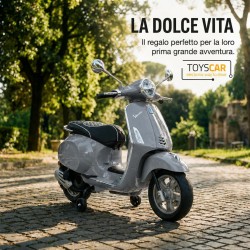 Vespa Primavera Elettrica Bambini 12V Grigia 3-6 Anni Piaggio LED Bluetooth