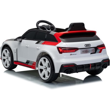 Auto Elettrica Bambini Audi RS6 Avant GT 12V Bianca 1-4 Anni Telecomando LED