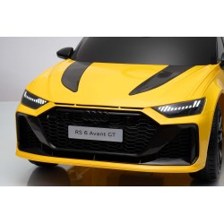 Auto Elettrica Bambini Audi RS6 Avant GT 12V Gialla 1-4 Anni Telecomando LED