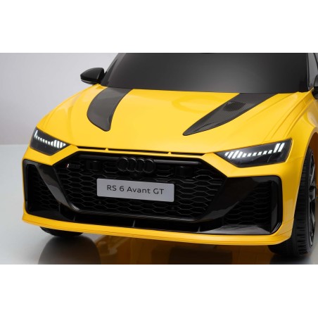 Auto Elettrica Bambini Audi RS6 Avant GT 12V Gialla 1-4 Anni Telecomando LED
