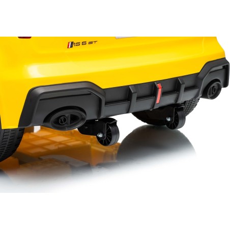 Auto Elettrica Bambini Audi RS6 Avant GT 12V Gialla 1-4 Anni Telecomando LED