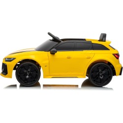 Auto Elettrica Bambini Audi RS6 Avant GT 12V Gialla 1-4 Anni Telecomando LED