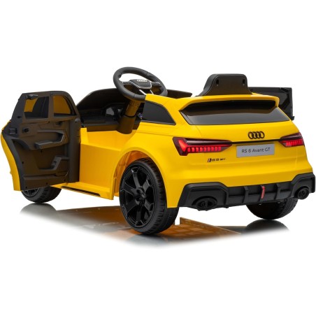 Auto Elettrica Bambini Audi RS6 Avant GT 12V Gialla 1-4 Anni Telecomando LED