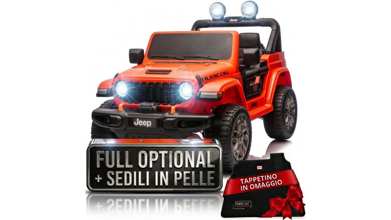 Auto Elettrica Bambini Jeep Wrangler Rubicon 2026 12V Arancione 2 Posti