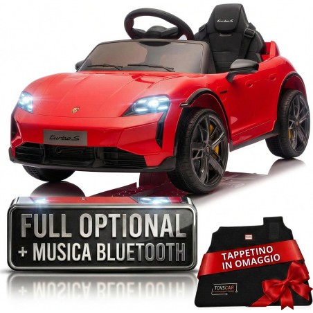 Auto Elettrica Bambini Porsche Taycan Turbo S 12V Rossa 1-4 Anni Telecomando