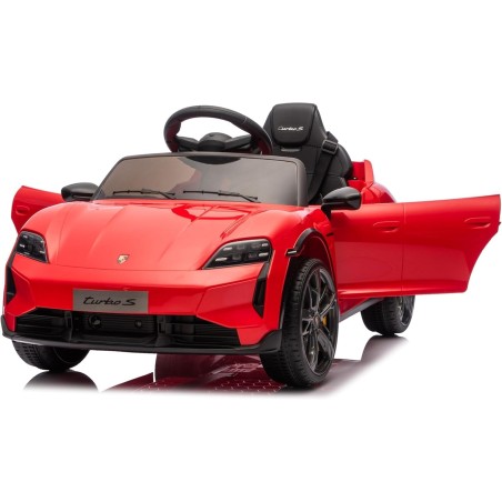 Auto Elettrica Bambini Porsche Taycan Turbo S 12V Rossa 1-4 Anni Telecomando