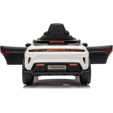 Auto Elettrica Bambini Porsche Taycan Turbo S 12V Bianca 1-4 Anni Telecomando