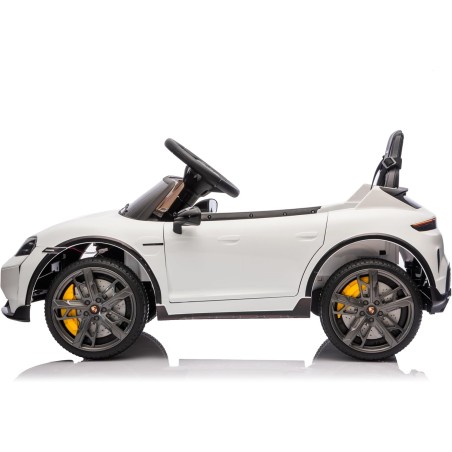 Auto Elettrica Bambini Porsche Taycan Turbo S 12V Bianca 1-4 Anni Telecomando