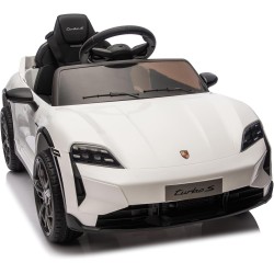 Auto Elettrica Bambini Porsche Taycan Turbo S 12V Bianca 1-4 Anni Telecomando