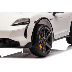 Auto Elettrica Bambini Porsche Taycan Turbo S 12V Bianca 1-4 Anni Telecomando