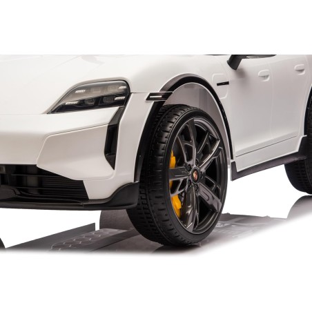 Auto Elettrica Bambini Porsche Taycan Turbo S 12V Bianca 1-4 Anni Telecomando