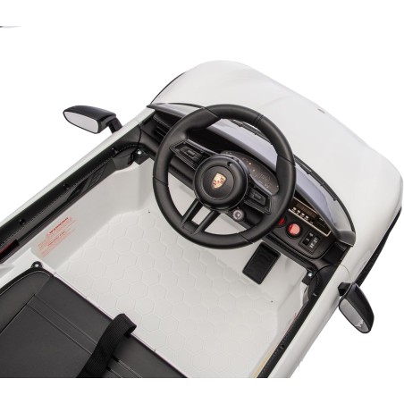 Auto Elettrica Bambini Porsche Taycan Turbo S 12V Bianca 1-4 Anni Telecomando