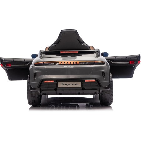 Auto Elettrica Bambini Porsche Taycan Turbo S 12V Nera 1-4 Anni Telecomando