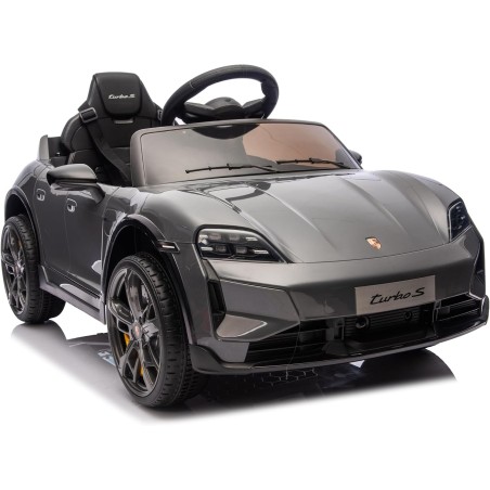 Auto Elettrica Bambini Porsche Taycan Turbo S 12V Nera 1-4 Anni Telecomando