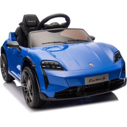 Auto Elettrica Bambini Porsche Taycan Turbo S 12V Blu 1-4 Anni Telecomando