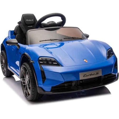 Auto Elettrica Bambini Porsche Taycan Turbo S 12V Blu 1-4 Anni Telecomando