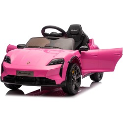 Auto Elettrica Bambini Porsche Taycan Turbo S 12V Rosa 1-4 Anni Telecomando