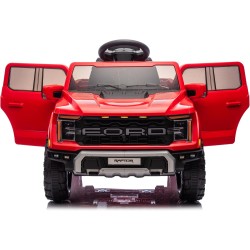 Auto Elettrica Bambini Ford Raptor 12V Rosso 1-4 Anni Telecomando LED Bluetooth