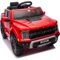 Auto Elettrica Bambini Ford Raptor 12V Rosso 1-4 Anni Telecomando LED Bluetooth