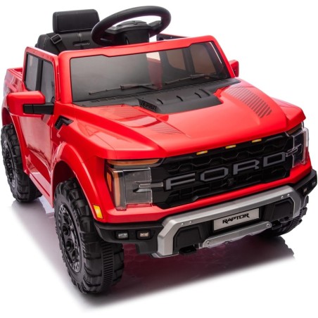 Auto Elettrica Bambini Ford Raptor 12V Rosso 1-4 Anni Telecomando LED Bluetooth
