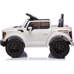 Auto Elettrica Bambini Ford Raptor 12V Bianco 1-4 Anni Telecomando LED Bluetooth