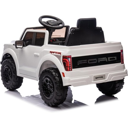 Auto Elettrica Bambini Ford Raptor 12V Bianco 1-4 Anni Telecomando LED Bluetooth