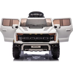 Auto Elettrica Bambini Ford Raptor 12V Bianco 1-4 Anni Telecomando LED Bluetooth