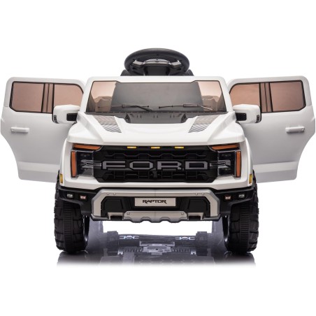 Auto Elettrica Bambini Ford Raptor 12V Bianco 1-4 Anni Telecomando LED Bluetooth