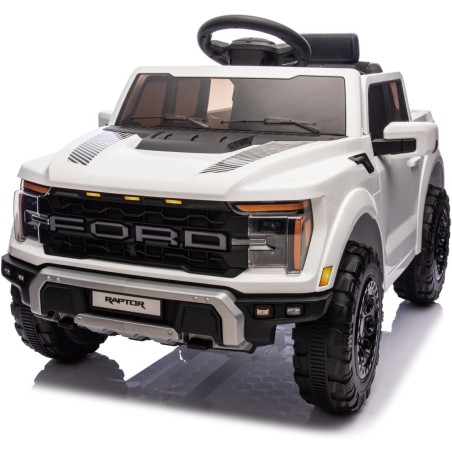 Auto Elettrica Bambini Ford Raptor 12V Bianco 1-4 Anni Telecomando LED Bluetooth