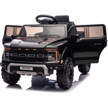 Auto Elettrica Bambini Ford Raptor 12V Nero 1-4 Anni Telecomando LED Bluetooth
