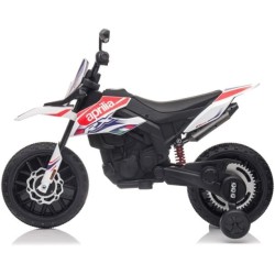 Moto Elettrica Bambini Aprilia RX 12V Bianca Nera 1-4 Anni 3 Ruote LED Bluetooth