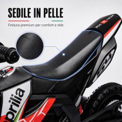 Moto Elettrica Bambini Aprilia RX 12V Rossa Nera 1-4 Anni 3 Ruote LED Bluetooth