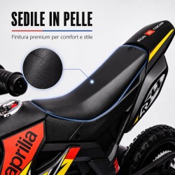 Moto Elettrica Bambini Aprilia RX 12V Gialla Nera 1-4 Anni 3 Ruote LED Bluetooth