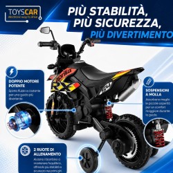 Moto Elettrica Bambini Aprilia RX 12V Gialla Nera 1-4 Anni 3 Ruote LED Bluetooth