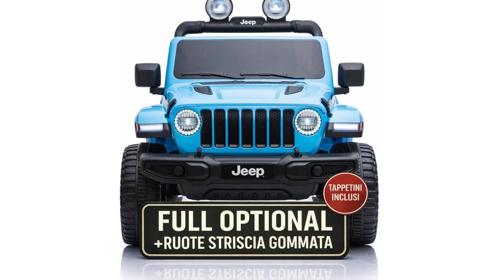 Auto Elettrica Bambini Jeep Wrangler Rubicon 12V Blu Sky 2-5 Anni Telecomando