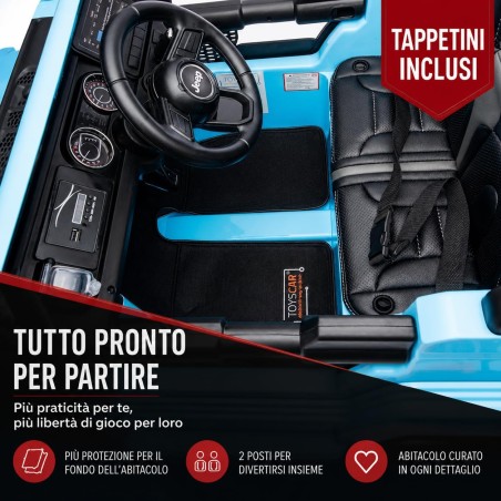Auto Elettrica Bambini Jeep Wrangler Rubicon 12V Blu Sky 2-5 Anni Telecomando