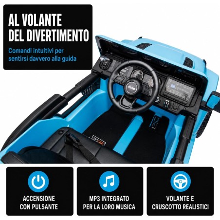 Auto Elettrica Bambini Jeep Wrangler Rubicon 12V Blu Sky 2-5 Anni Telecomando