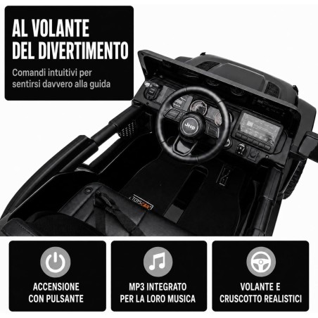 Auto Elettrica Bambini Jeep Wrangler Rubicon 12V Nera 2-5 Anni Telecomando