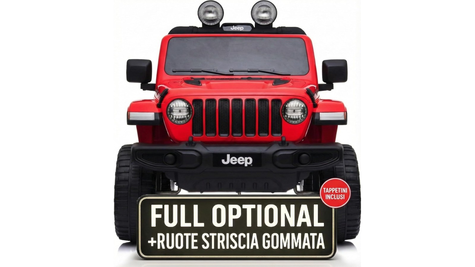 Auto Elettrica Bambini Jeep Wrangler Rubicon 12V Rossa 2-5 Anni Telecomando