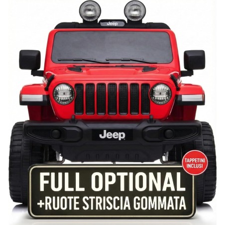 Auto Elettrica Bambini Jeep Wrangler Rubicon 12V Rossa 2-5 Anni Telecomando