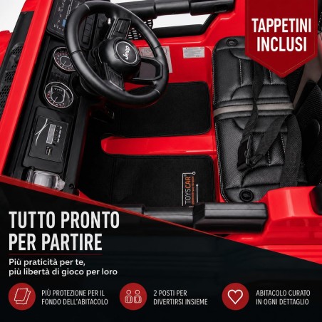 Auto Elettrica Bambini Jeep Wrangler Rubicon 12V Rossa 2-5 Anni Telecomando