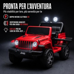 Auto Elettrica Bambini Jeep Wrangler Rubicon 12V Rossa 2-5 Anni Telecomando
