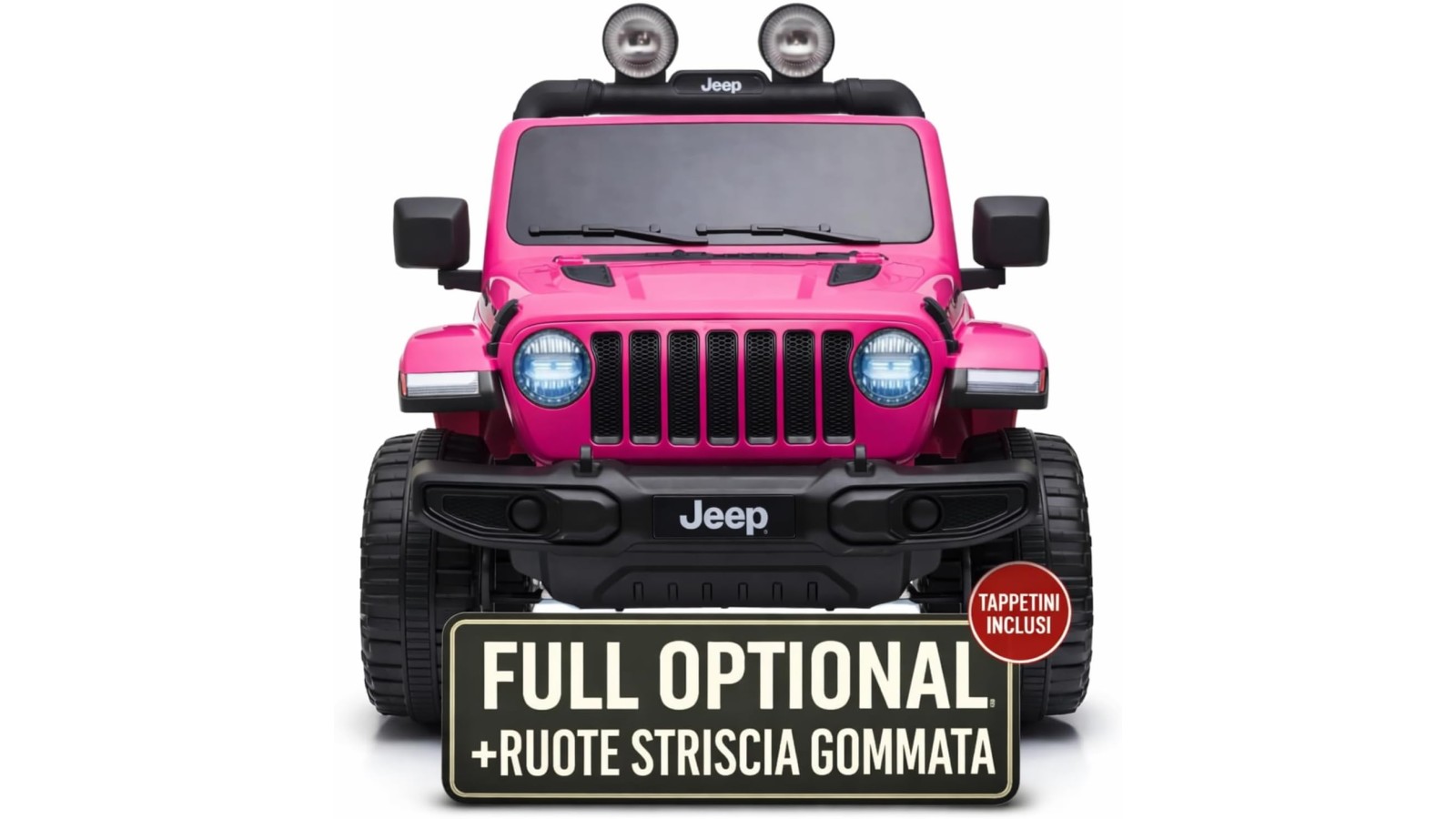 Auto Elettrica Bambini Jeep Wrangler Rubicon 12V Rosa 1-5 Anni Telecomando