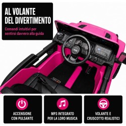 Auto Elettrica Bambini Jeep Wrangler Rubicon 12V Rosa 1-5 Anni Telecomando
