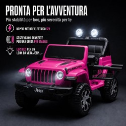 Auto Elettrica Bambini Jeep Wrangler Rubicon 12V Rosa 1-5 Anni Telecomando